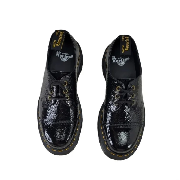 Dr.Martens 1461 Quad Platform Distressed Patent Leather Oxfords  Wms USM 7 USL 8 - Picture 6 of 11